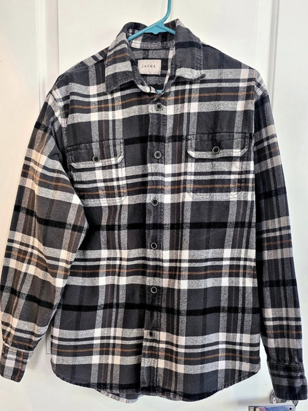 Jachs Plaid Button Down in Gray & Black Like New